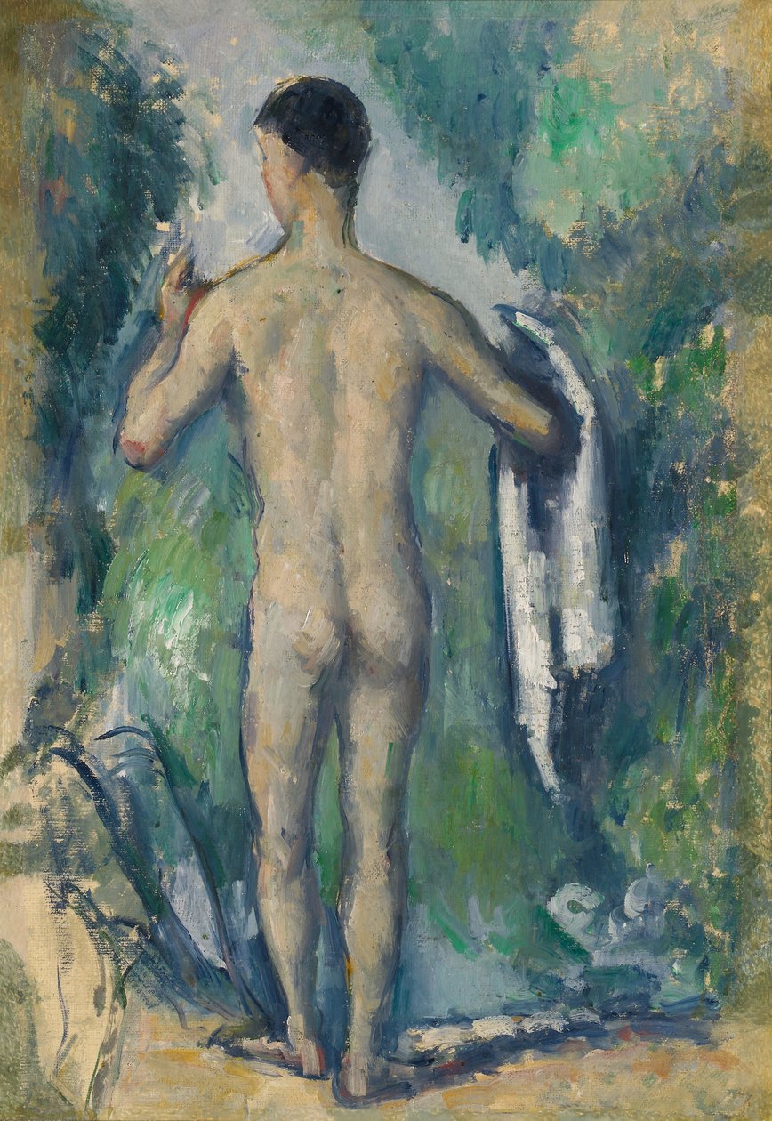 Ayakta Yıkanan Kişi, Arkadan Görünür by Paul Cézanne