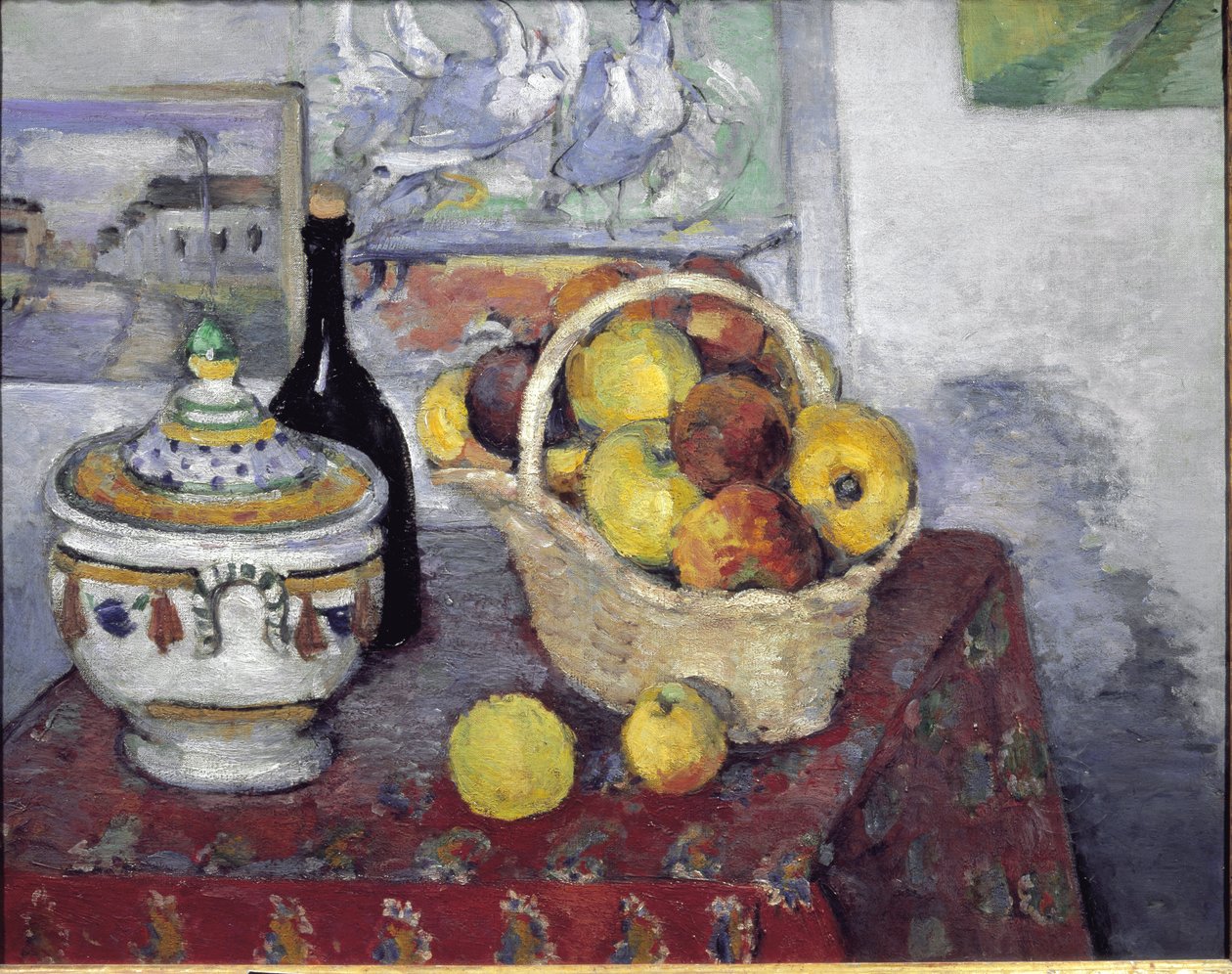 Çorba kasesi ile natürmort - tuval üzerine yağlıboya by Paul Cézanne