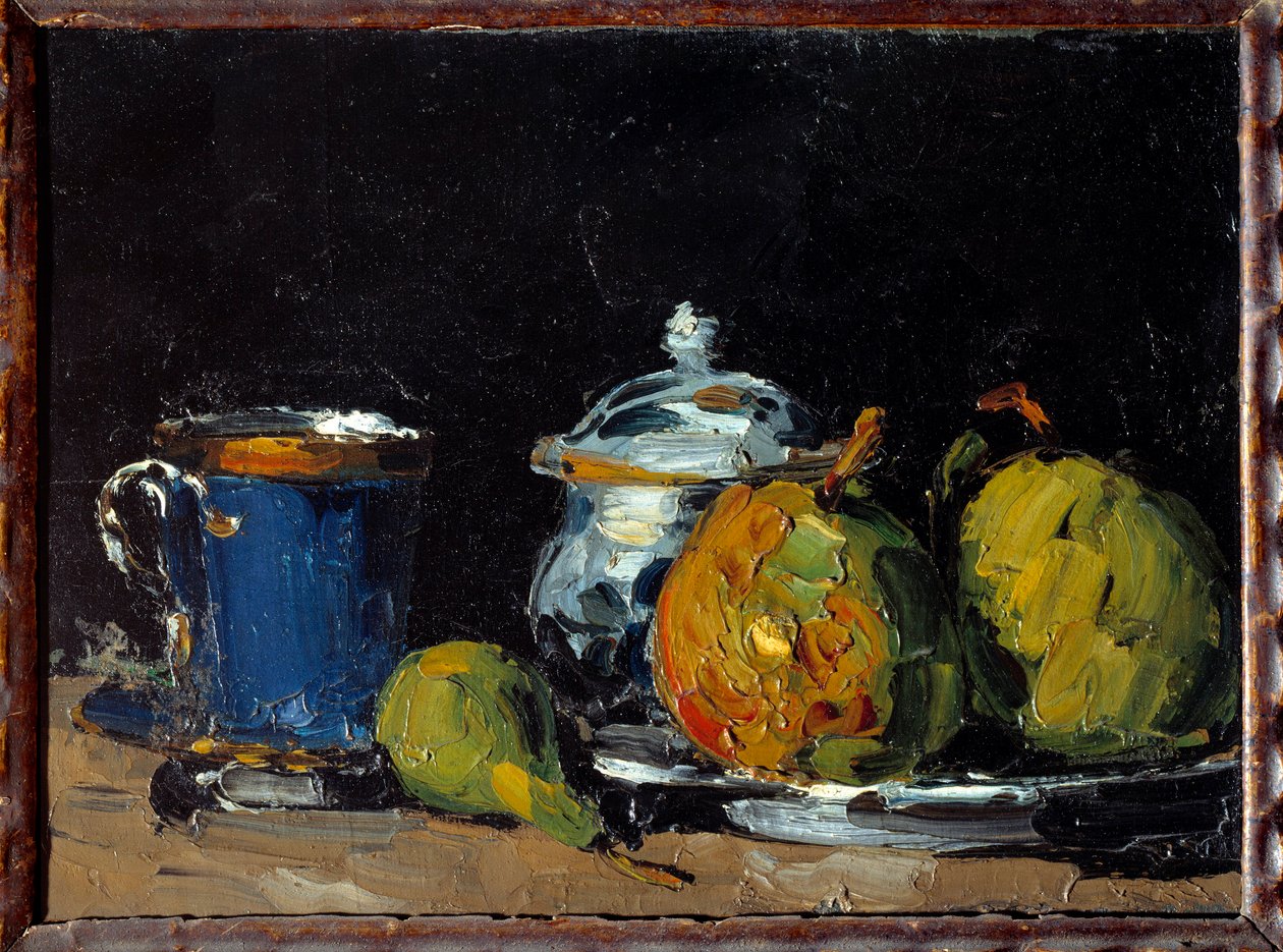 Şekerlik, mavi fincan ve armut Tablo Paul Cezanne (1839-1906) tarafından 1866 Aix En Provence. Granat Müzesi by Paul Cézanne