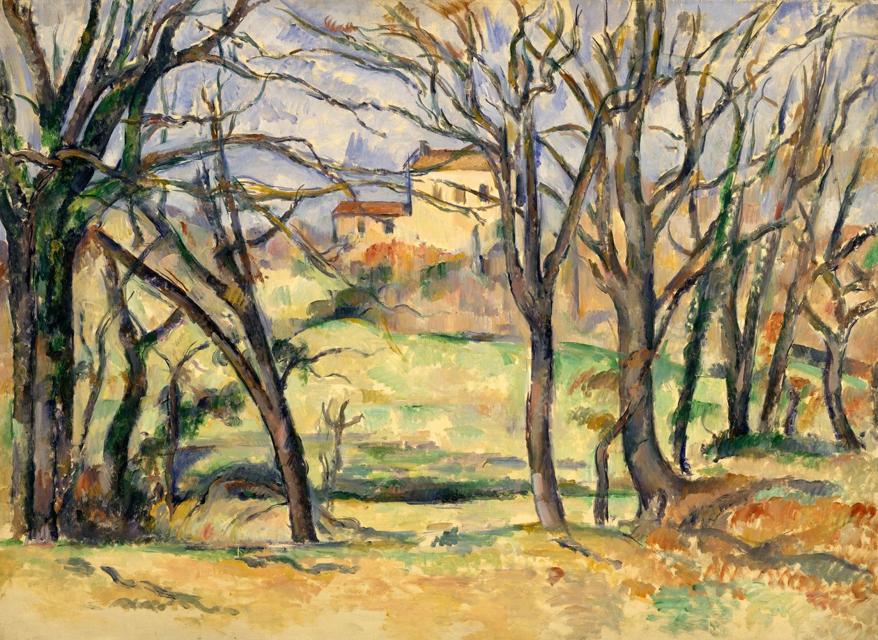 Jas de Bouffan Yakınındaki Ağaçlar ve Evler by Paul Cézanne