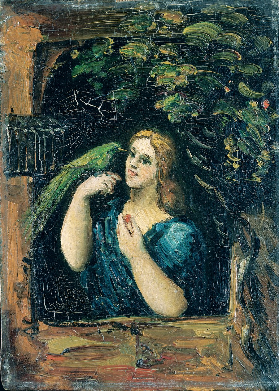 Papağan olan kadın by Paul Cézanne