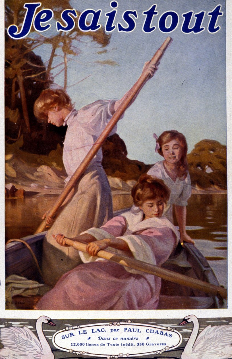 Paul Chabas (1869 - 1937) tarafından “Gölde” çizimi. "Her şeyi biliyorum"". by Paul Chabas