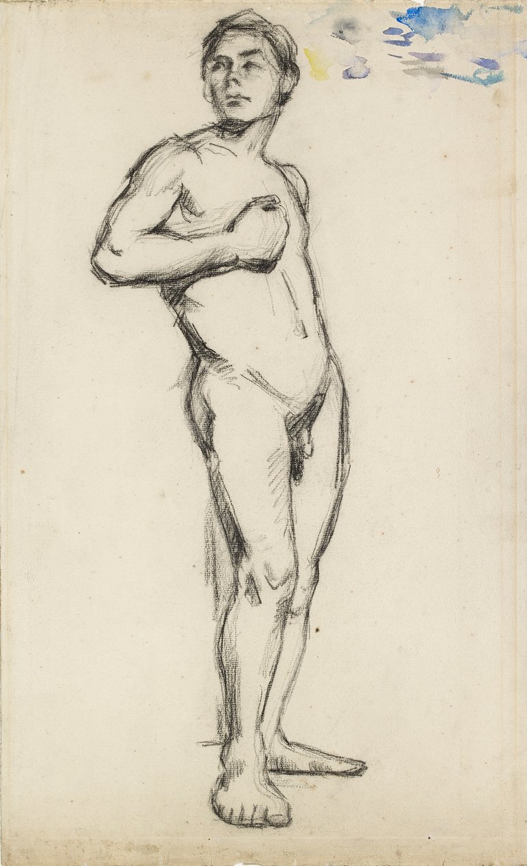 Sağ Eli Göğsünde Sıkıştırılmış Çıplak Bir Erkek Üzerine Akademik Çalışma, 1865 by Paul Cézanne