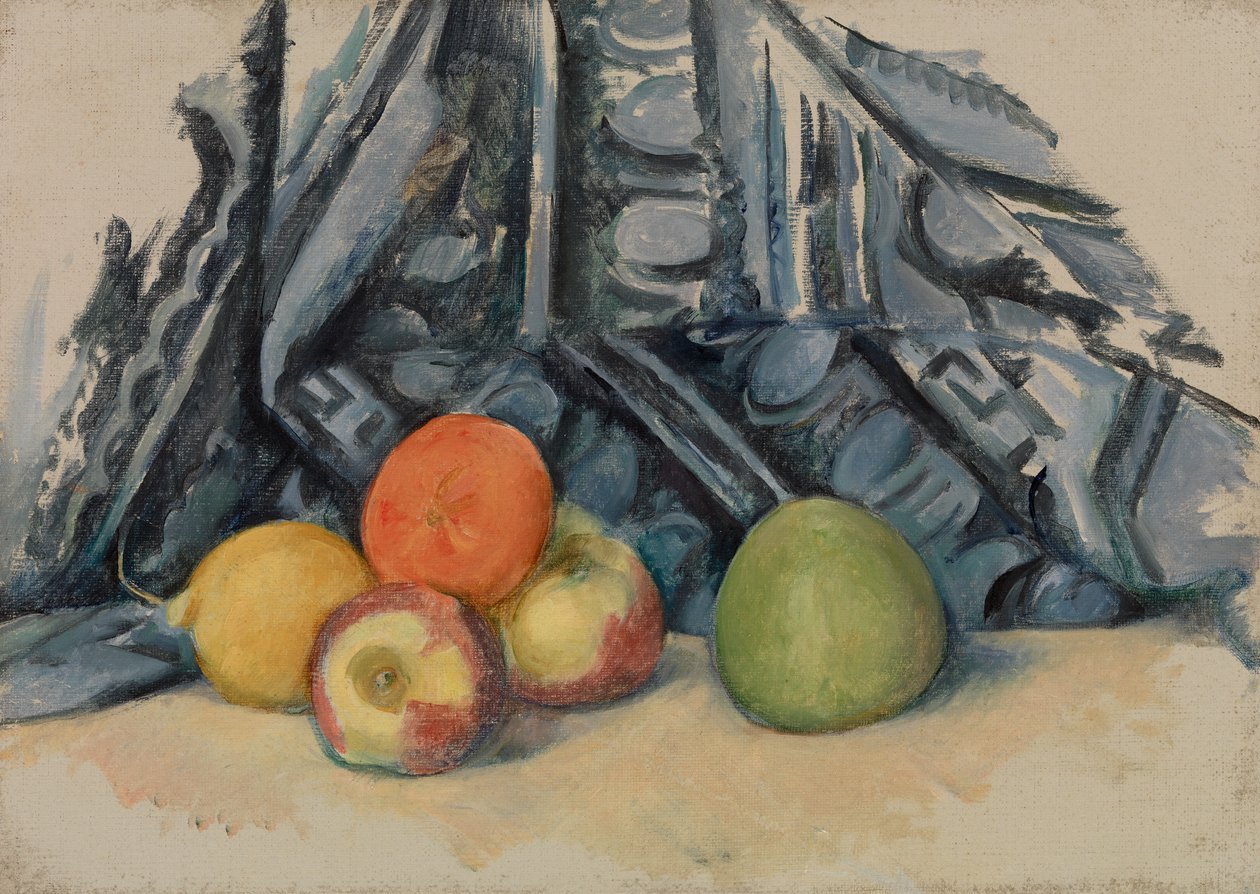 elma ve bez by Paul Cézanne