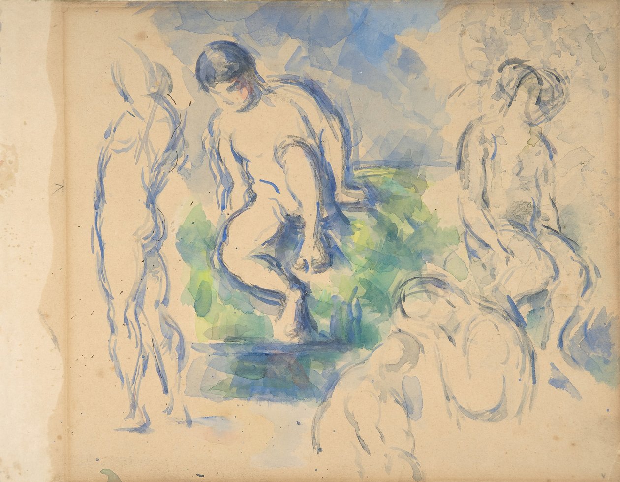 Yıkananlar recto, Natürmort verso, ca. 1890 recto - 1900 verso. by Paul Cézanne