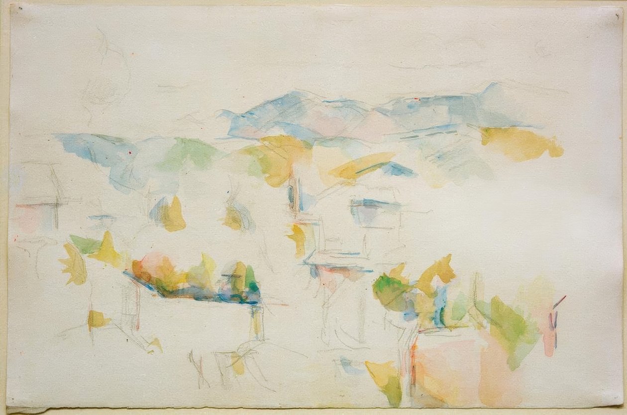 Aix-en-Provence çevresindeki dağlık manzara by Paul Cézanne