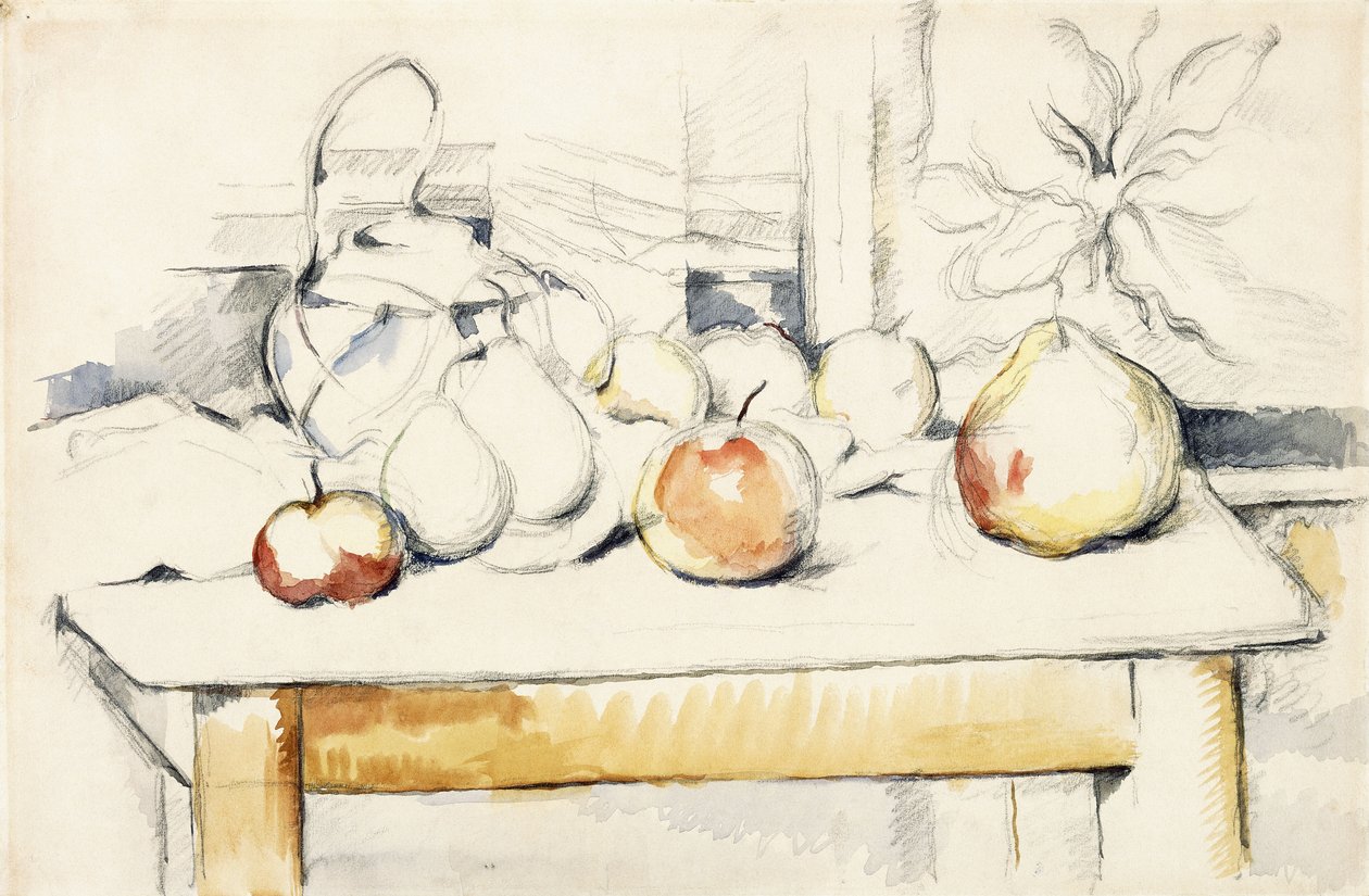 Masada Zencefil Kavanozu ve Meyve, 1888-90 by Paul Cézanne