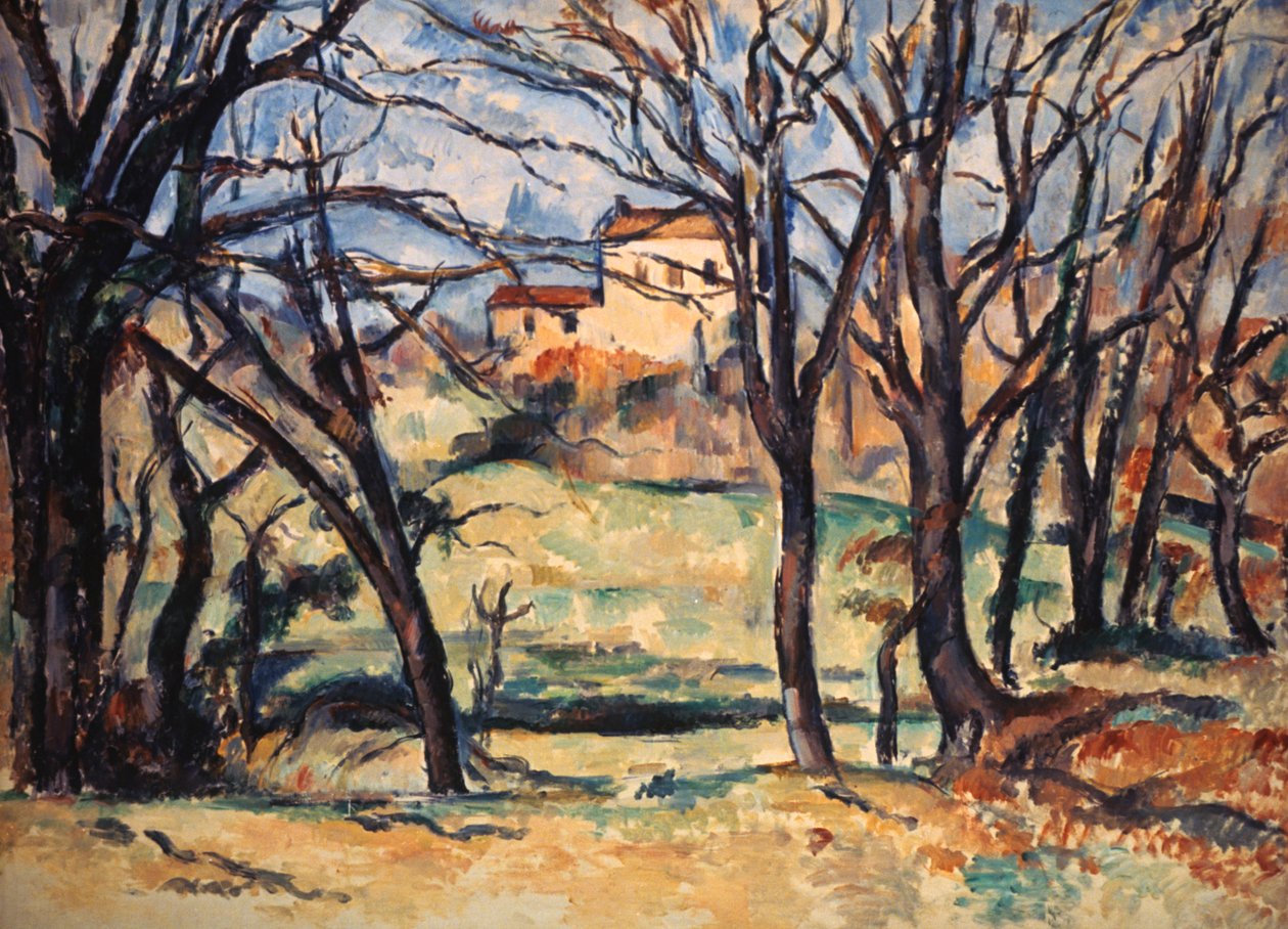 Tholonet Yolunda Ağaçların Arkasındaki Ev, c1885 by Paul Cézanne