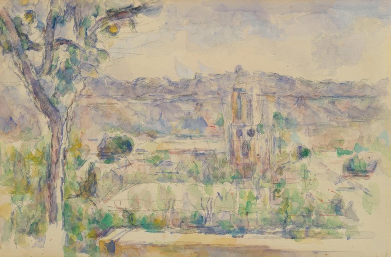 Lauves atölyesinden görülen Aix katedrali by Paul Cézanne