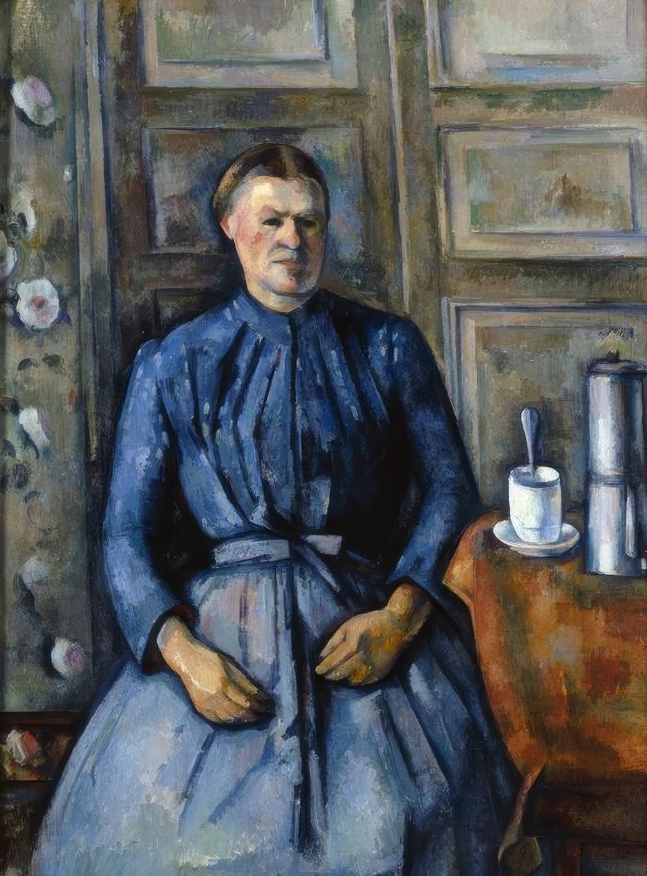 Kahve makinesi olan kadın by Paul Cézanne