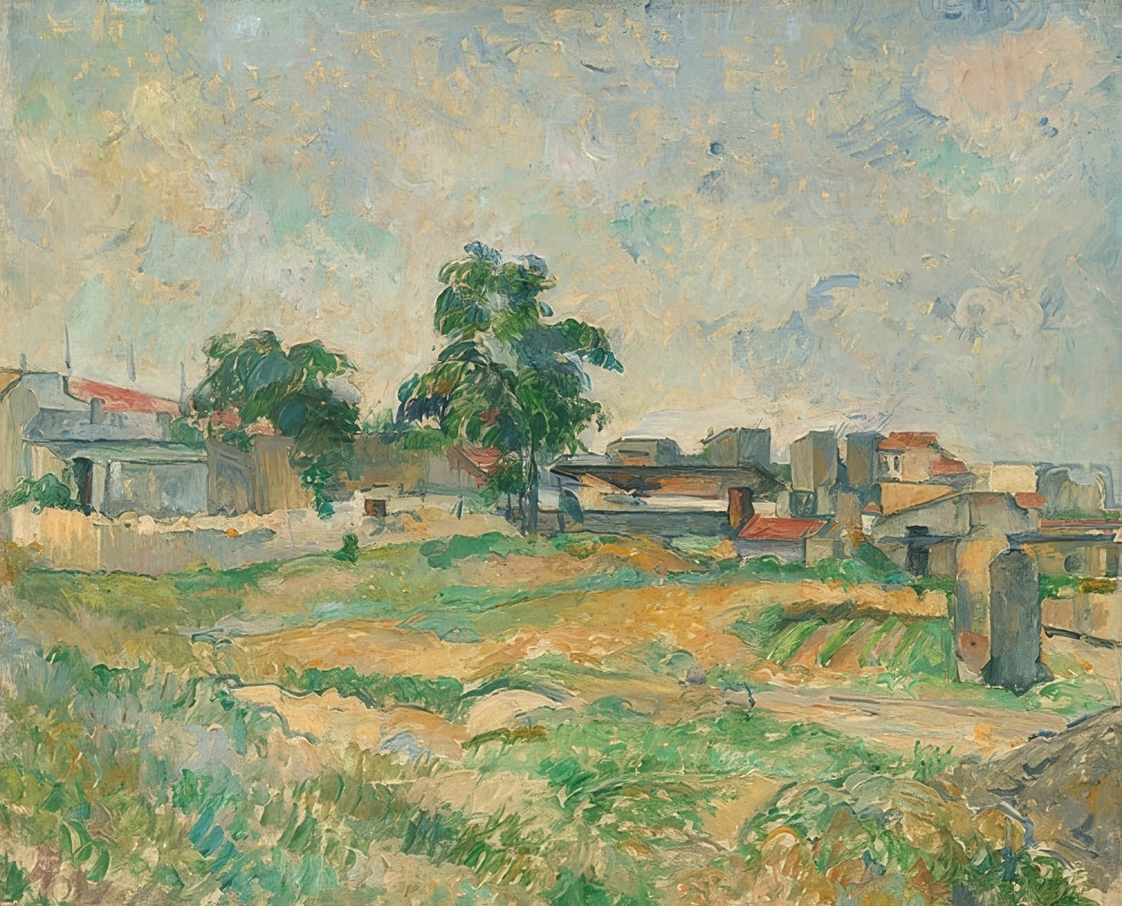 Paris yakınlarındaki manzara. 1876 ​​civarında by Paul Cézanne