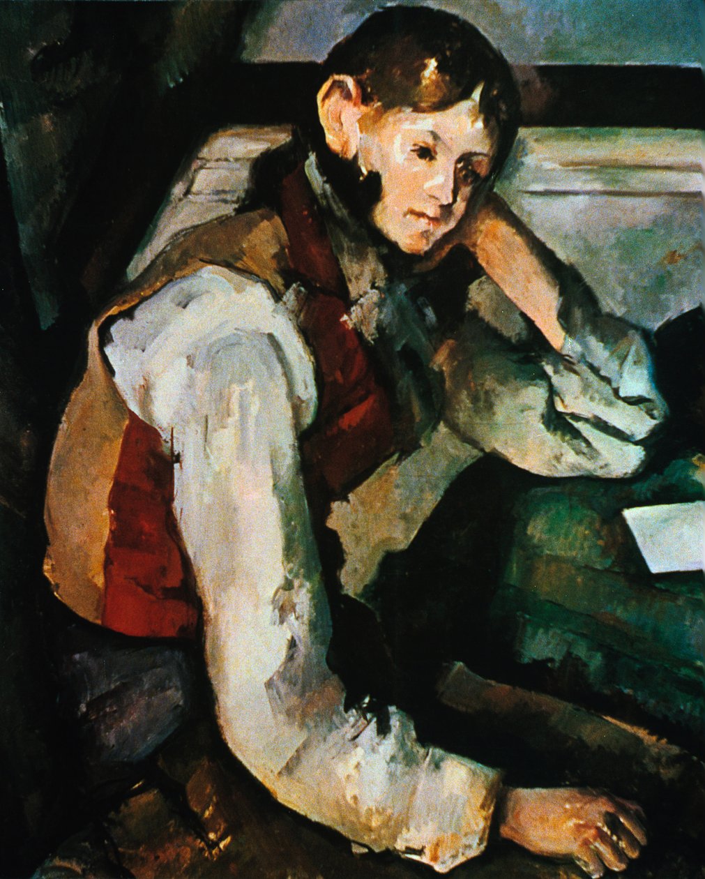 Kırmızı Yelekli Çocuk, 1888-1890 by Paul Cézanne