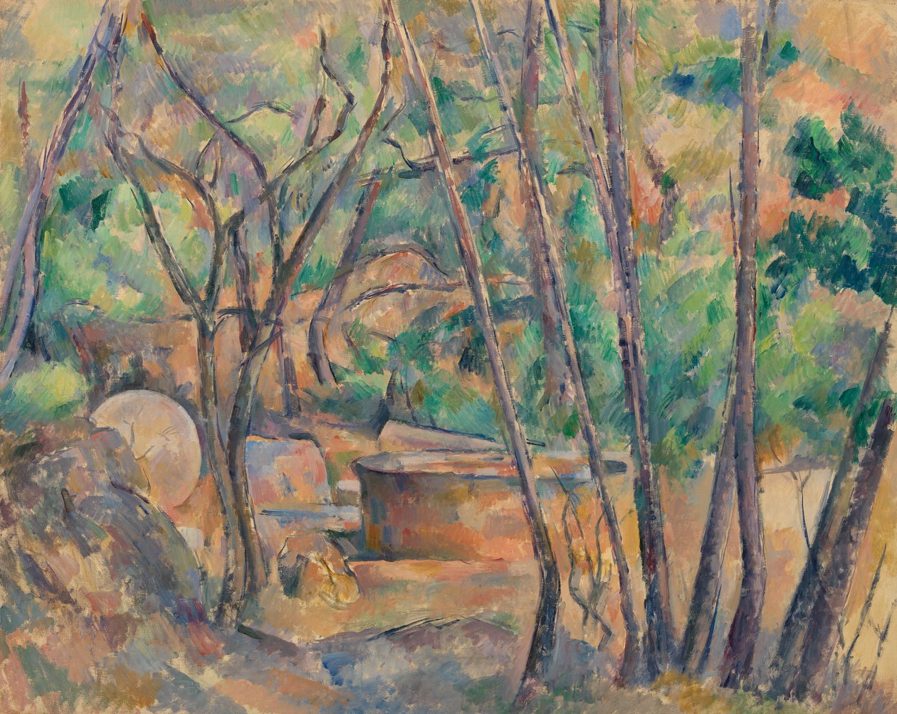 Ağaçların Altında Değirmen Taşı ve Sarnıç by Paul Cézanne