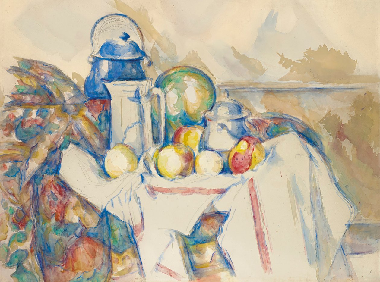 Süt sürahisi, kavun ve şekerlik ile natürmort, 1900-1906. by Paul Cézanne