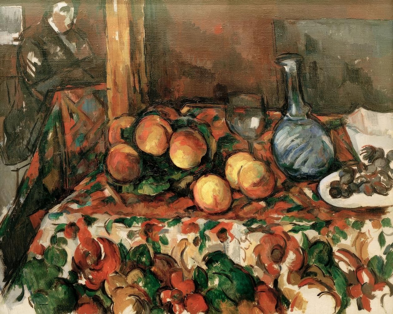 Şeftali, sürahi ve karakter by Paul Cézanne