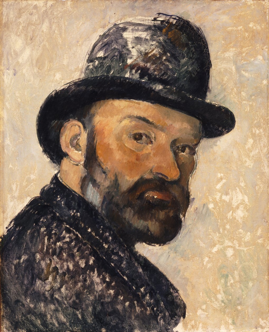 Melon Şapkalı Otoportre, 1885-1886. by Paul Cézanne