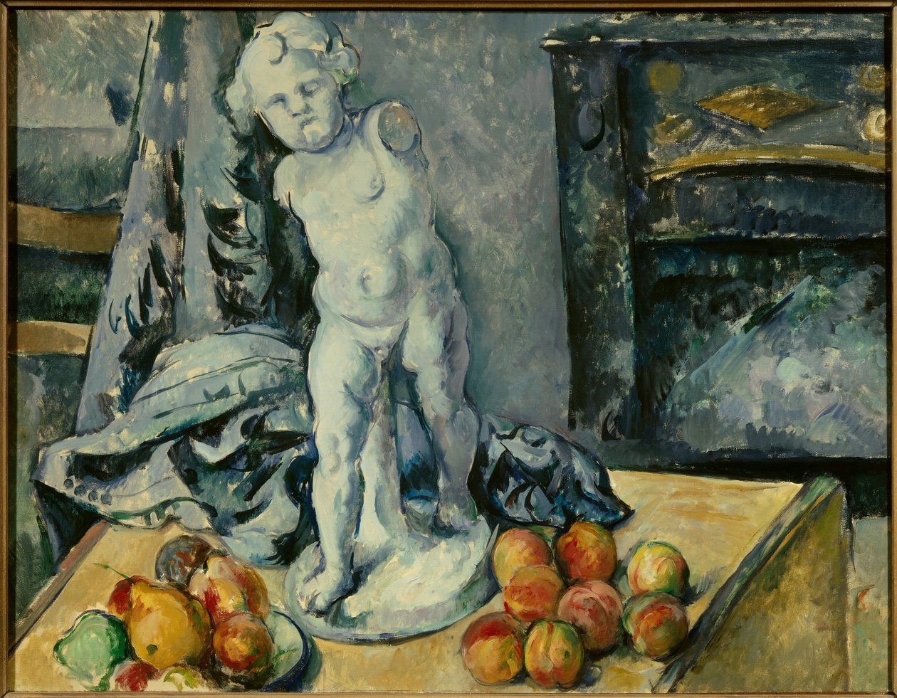 Paul Cezanne (1839-1906) tarafından Alçı Resimde Aşk Tanrısı ile Natürmort 1894 Güneş. 0,63x0,81m. Stockholm. Ulusal Müze - Alçı Cupid ile natürmort. Paul Cezanne