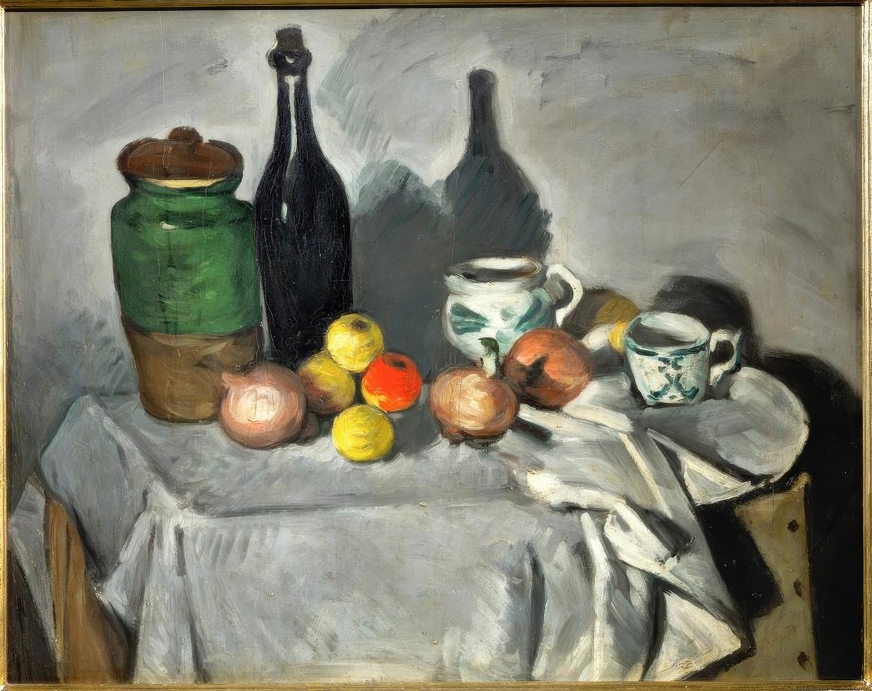 Natürmort (meyveler ve yemekler) by Paul Cézanne