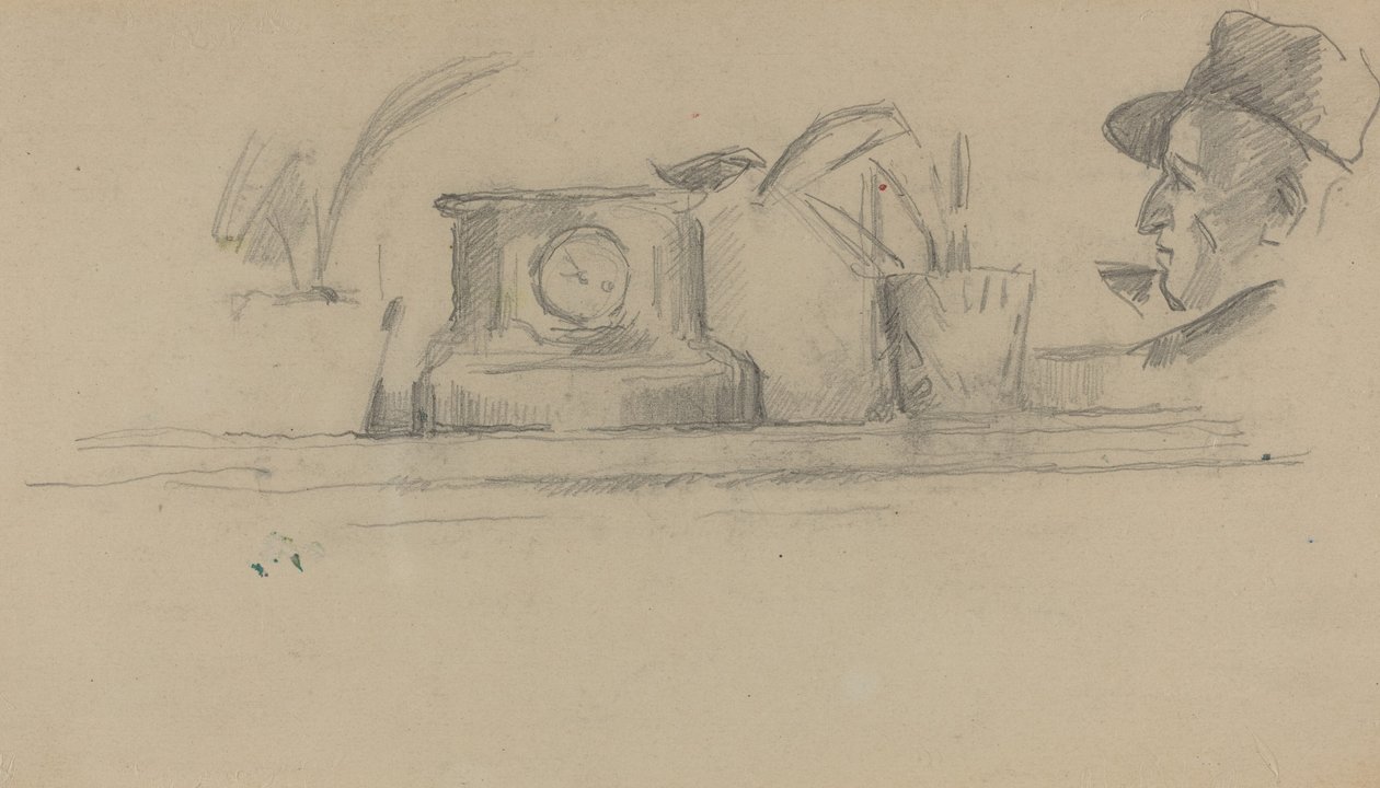 Sanatçının Babası ve Bir Şömine Üzerindeki Nesneler [verso] by Paul Cézanne