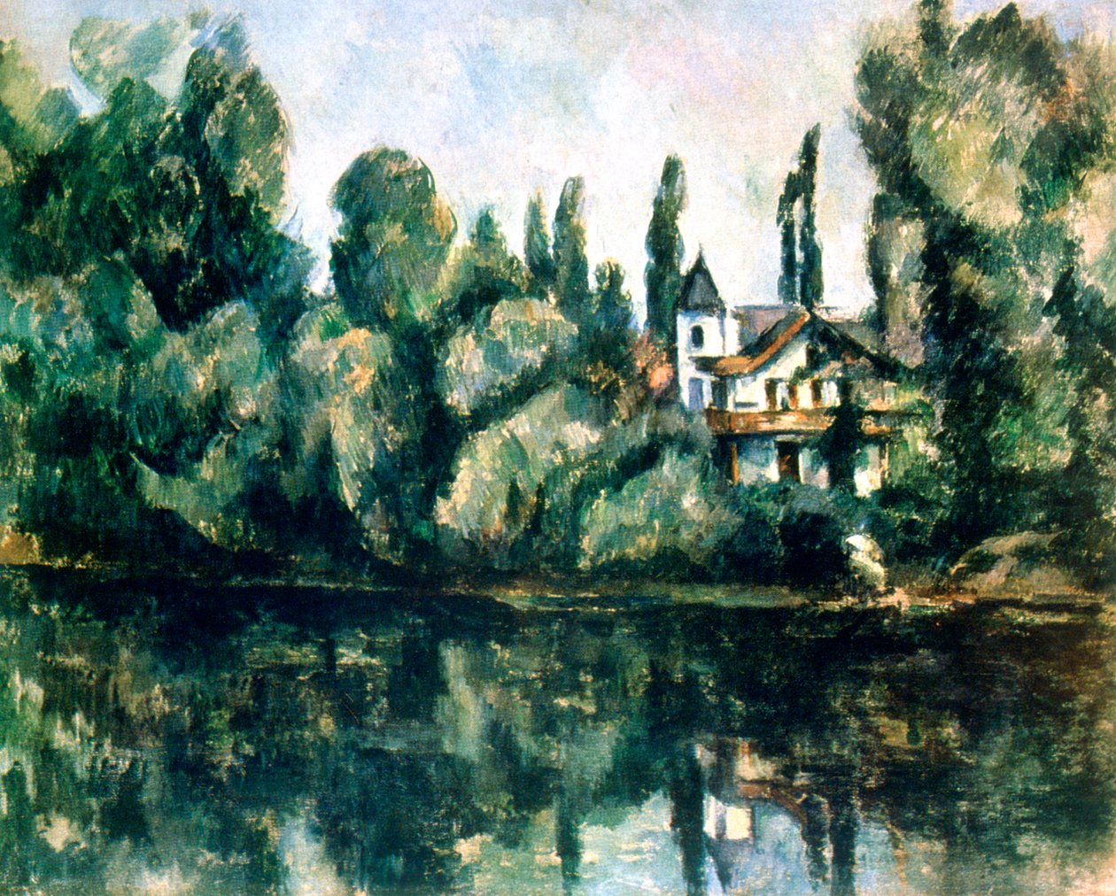 The Banks of the Marne, Villa on the River of a River, c1888. by Paul Cézanne