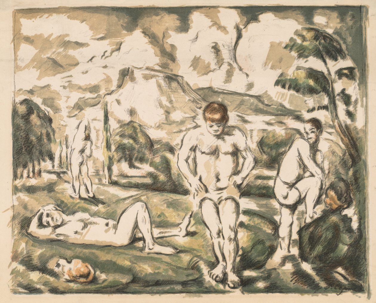 Yıkananlar. by Paul Cézanne