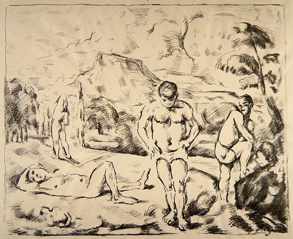 Yıkananlar, 1898 dolayları (lito) by Paul Cézanne