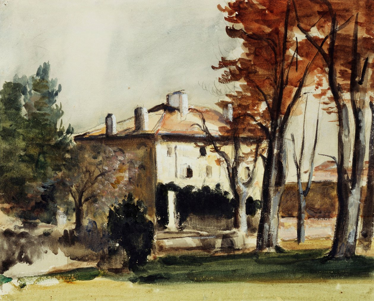 Jas de Bouffan Evi; Jas de Bouffan Malikanesi, 1870 dolayları by Paul Cézanne