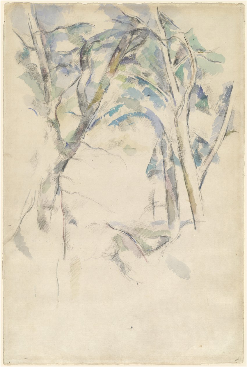 Kayalara Eğilen Ağaçlar, c. 1892. by Paul Cézanne