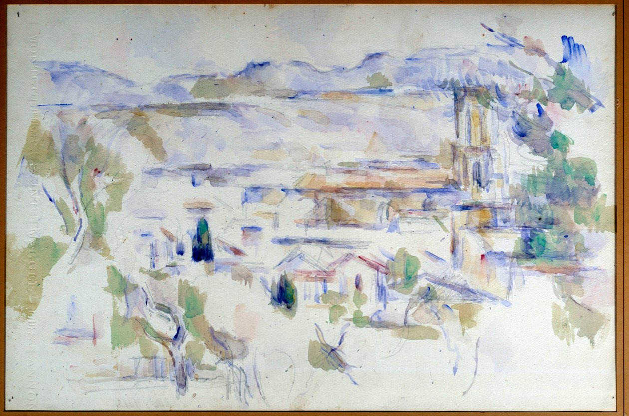 Paul Cezanne tarafından kurşun madeninde on line Cathedrale d"Aix en Provence Suluboya görünümü by Paul Cézanne
