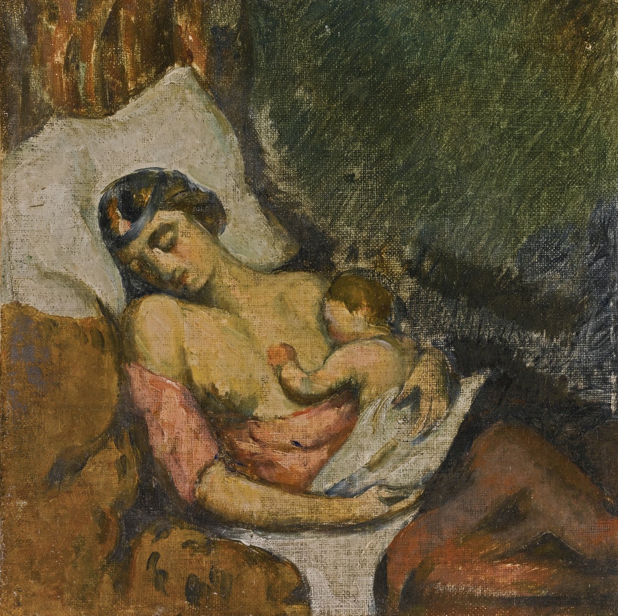 Çocuğunu emziren kadın, yaklaşık 1872 by Paul Cézanne