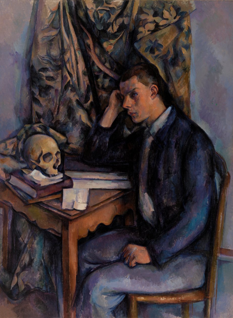 genç adam ve kafatası by Paul Cézanne