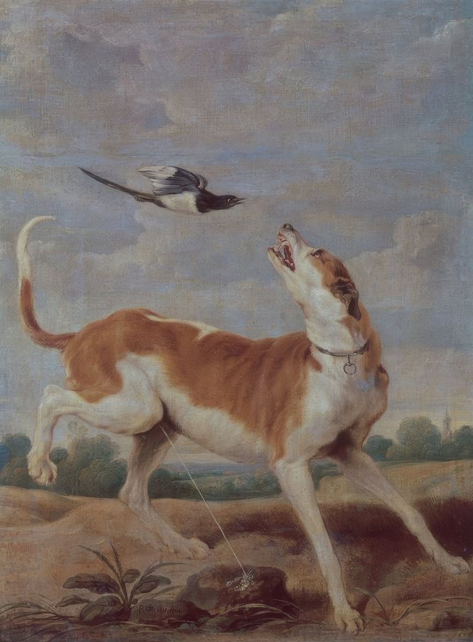 El perro y la picaza’, 17. yüzyıl, Tuval üzerine yağlı boya, 115 cm x 83 cm, P01868 by Paul De Vos