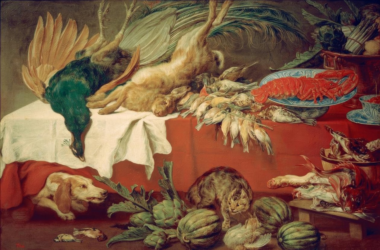 Geyik eti ve ıstakoz ile natürmort by Paul De Vos