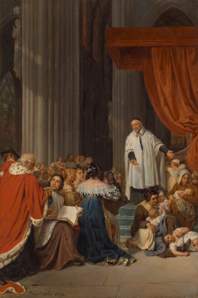 Saint Vincent de Paul, Terk Edilmiş Çocuklar Adına XIII. Louis Mahkemesine Vaaz Veriyor by Paul Delaroche
