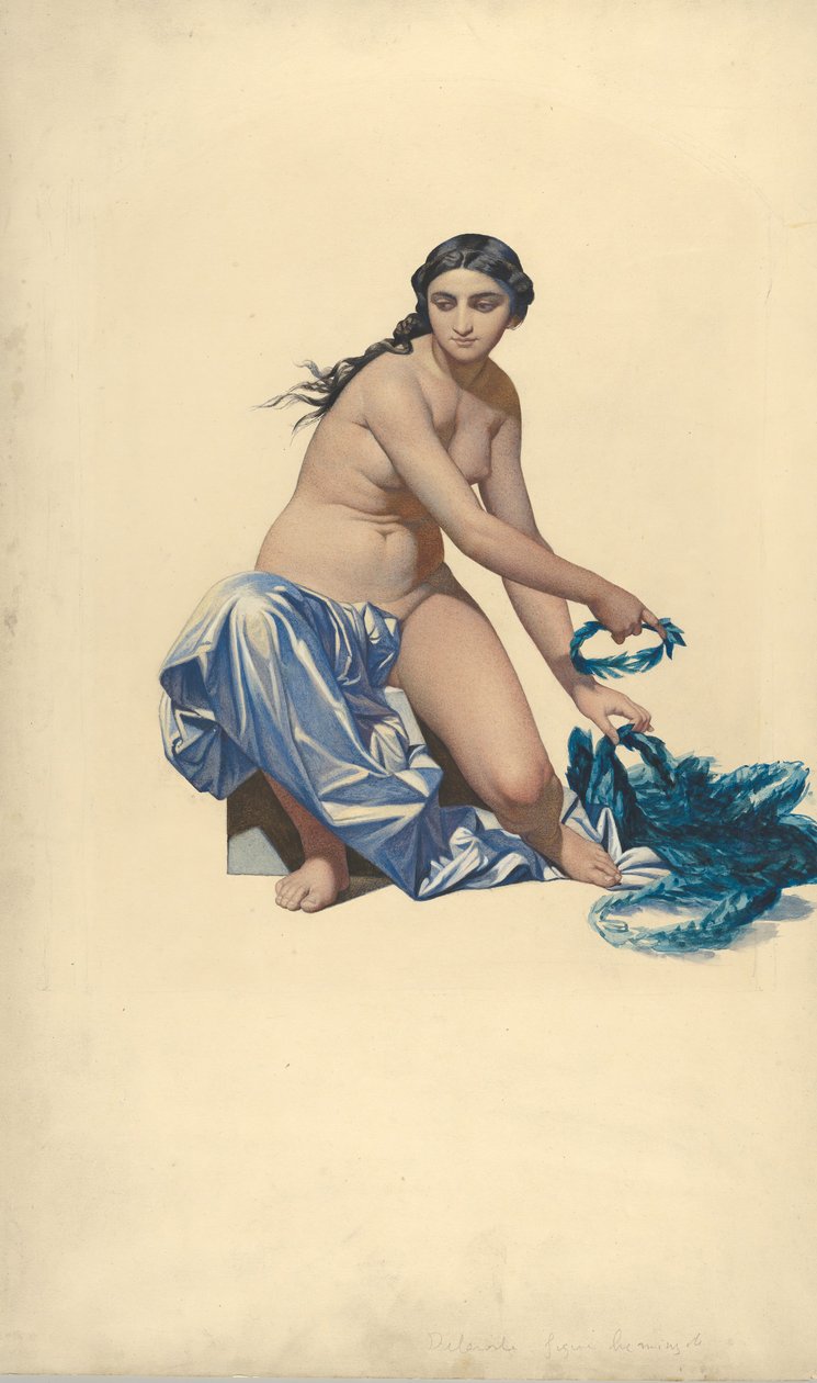 Hémicycle des Beaux-Arts, École des Beaux-Arts, yaklaşık bir Şöhret figürü için çalışma. 1837-41. by Paul Delaroche