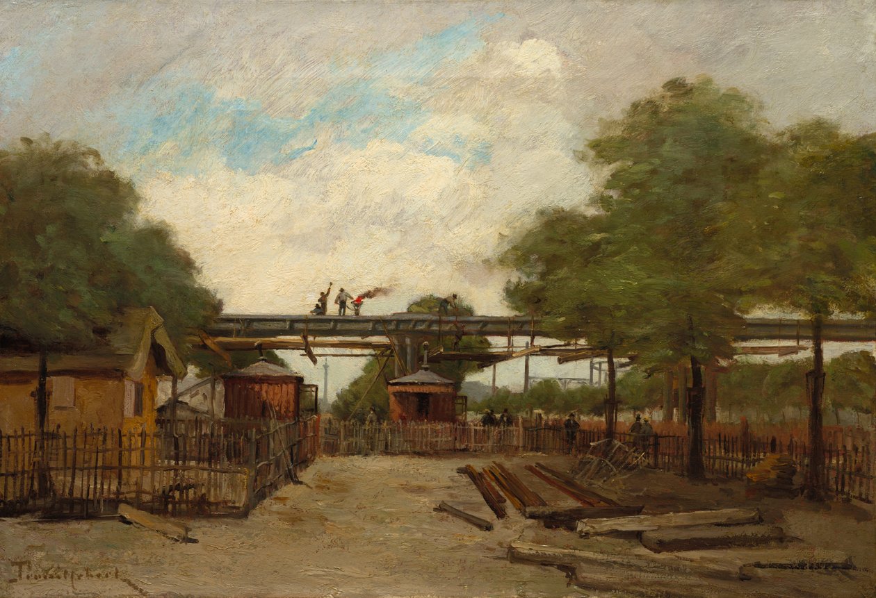 Yükseltilmiş Demiryolu İnşaatı: Cours de Vincennes Üzerindeki Köprü, 1888. by Paul Desire Trouillebert