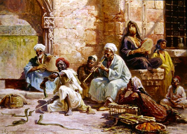 Yılan Oynatıcı (tuval üzerine yağlı boya) by Paul Dominique Philippoteaux