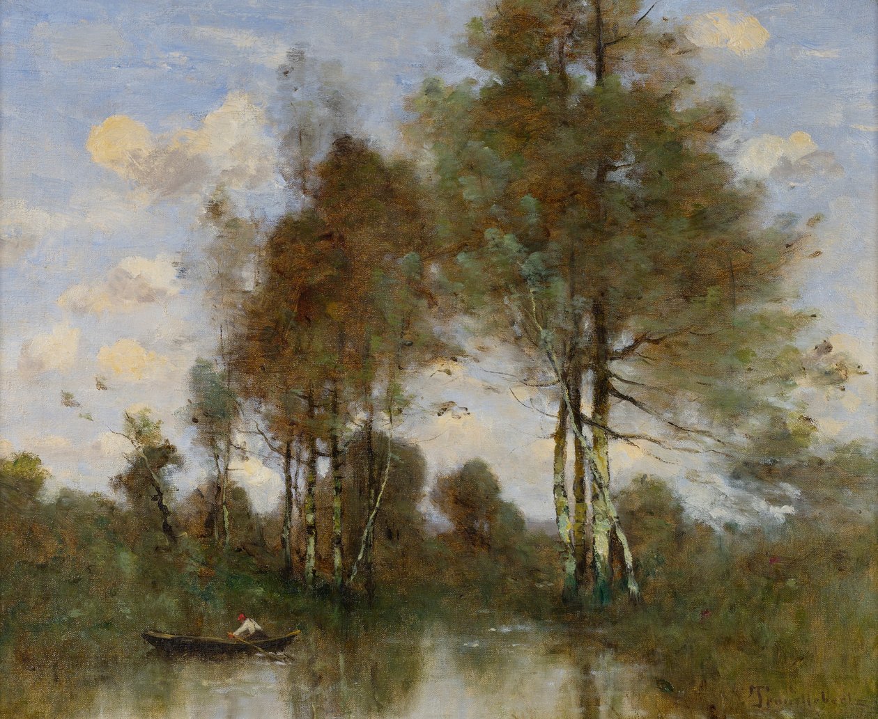 Bir nehir üzerinde kayıkçı by Paul Desire Trouillebert