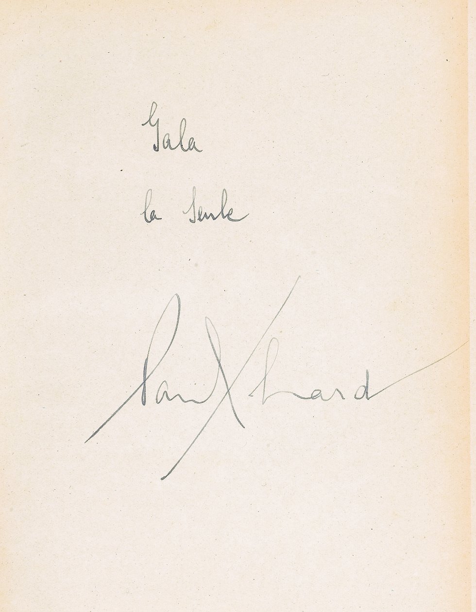 Aşk şiirinde el yazısı ithaf by Paul Eluard