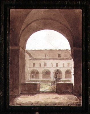 Kuyusu Olan Bir Manastırın Görünümü (kağıt üzerine sepya suluboya) by Paul Emile Detouche
