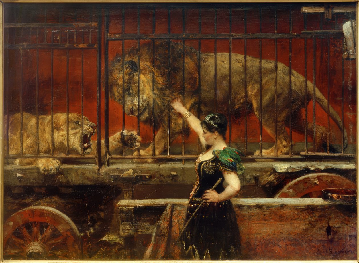 P. Meyerheim, Kıskanç Dişi Aslan by Paul Friedrich Meyerheim