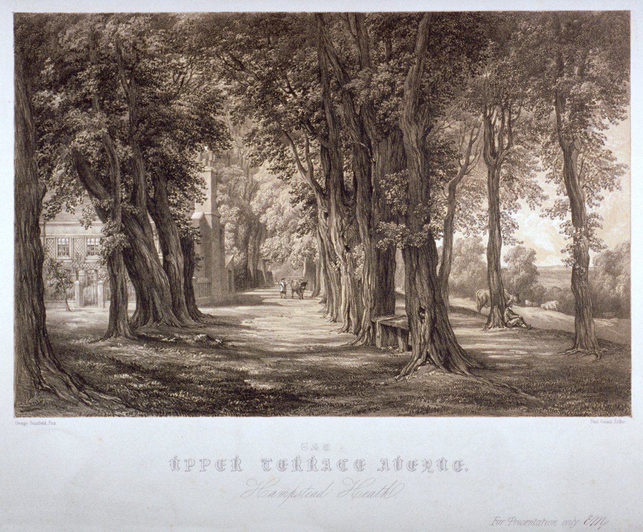 The Upper Terrace Avenue, Hampstead Heath, Londra, c1840 by Paul Gauci