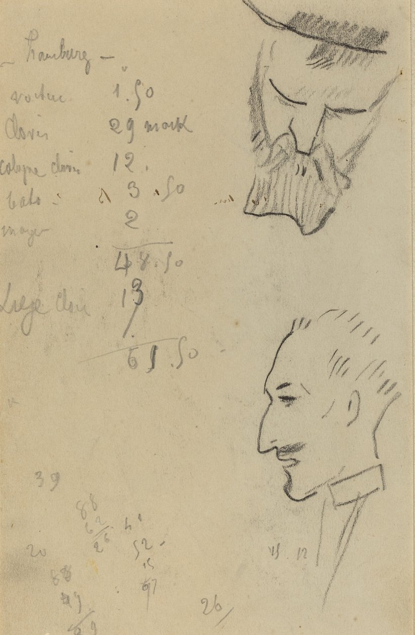 Profilde Sakallı Bir Adam ve Bir Adam [verso] by Paul Gauguin