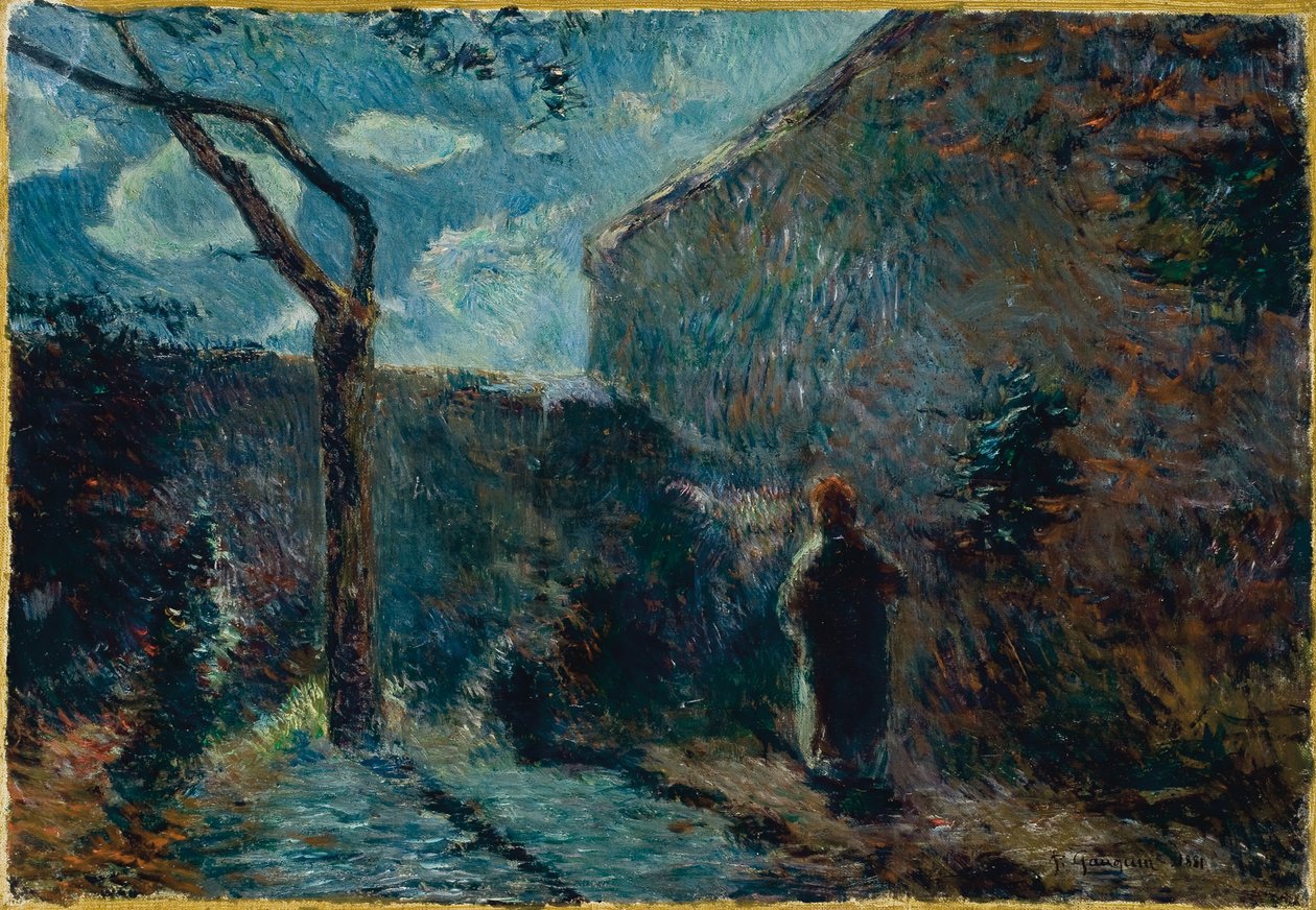 Akşam karanlığında Duvar Boyunca, 1881 by Paul Gauguin
