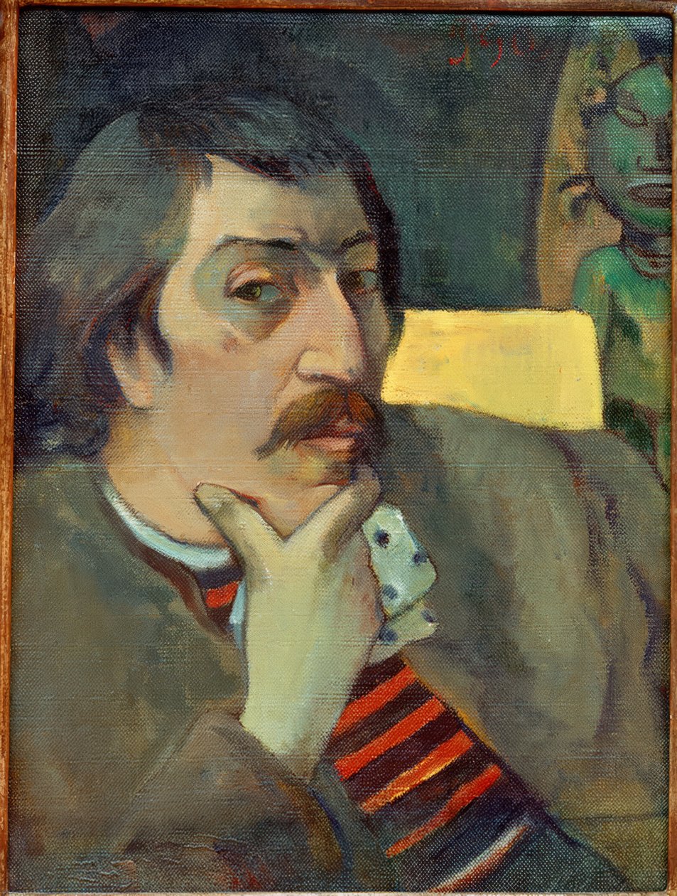 Bir idol ile otoportre by Paul Gauguin