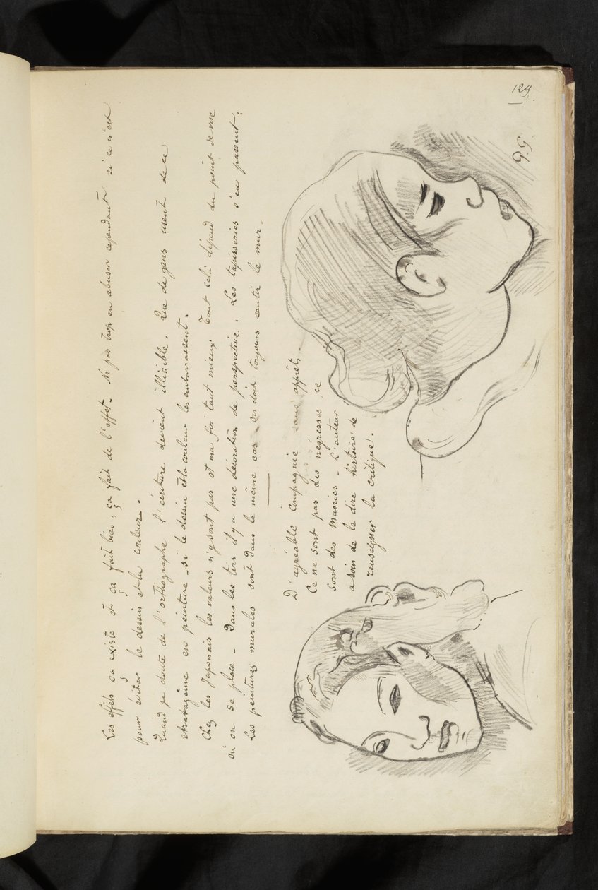 Avant et après - bir kızın kafasının metni ve iki çizimi by Paul Gauguin