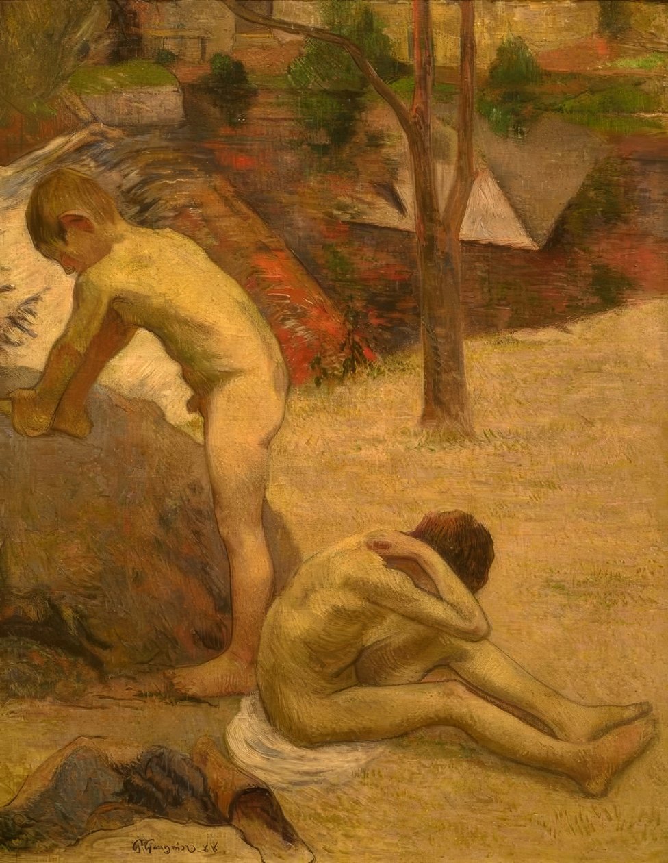 breton erkekleri banyo by Paul Gauguin