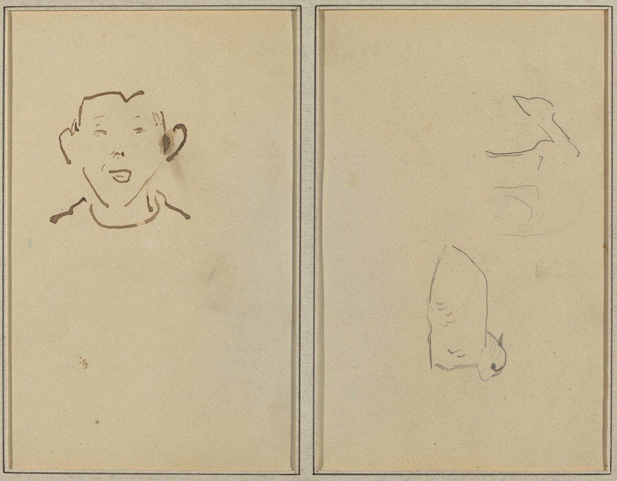 Çocuğun Yüzü; İki Koyun [verso] by Paul Gauguin