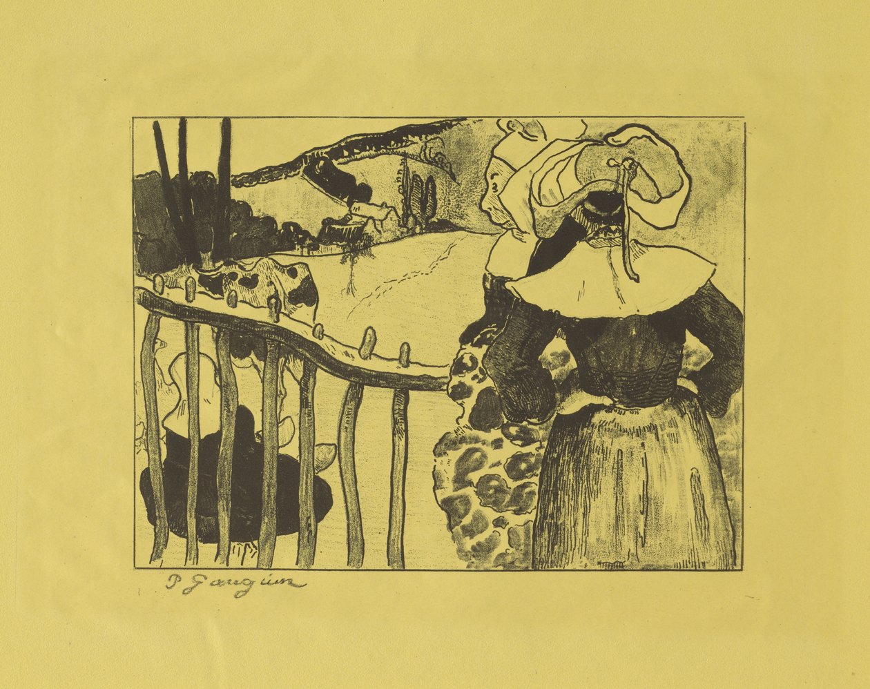 Çitin Yanında Duran Breton Kadınlar, 1889 by Paul Gauguin
