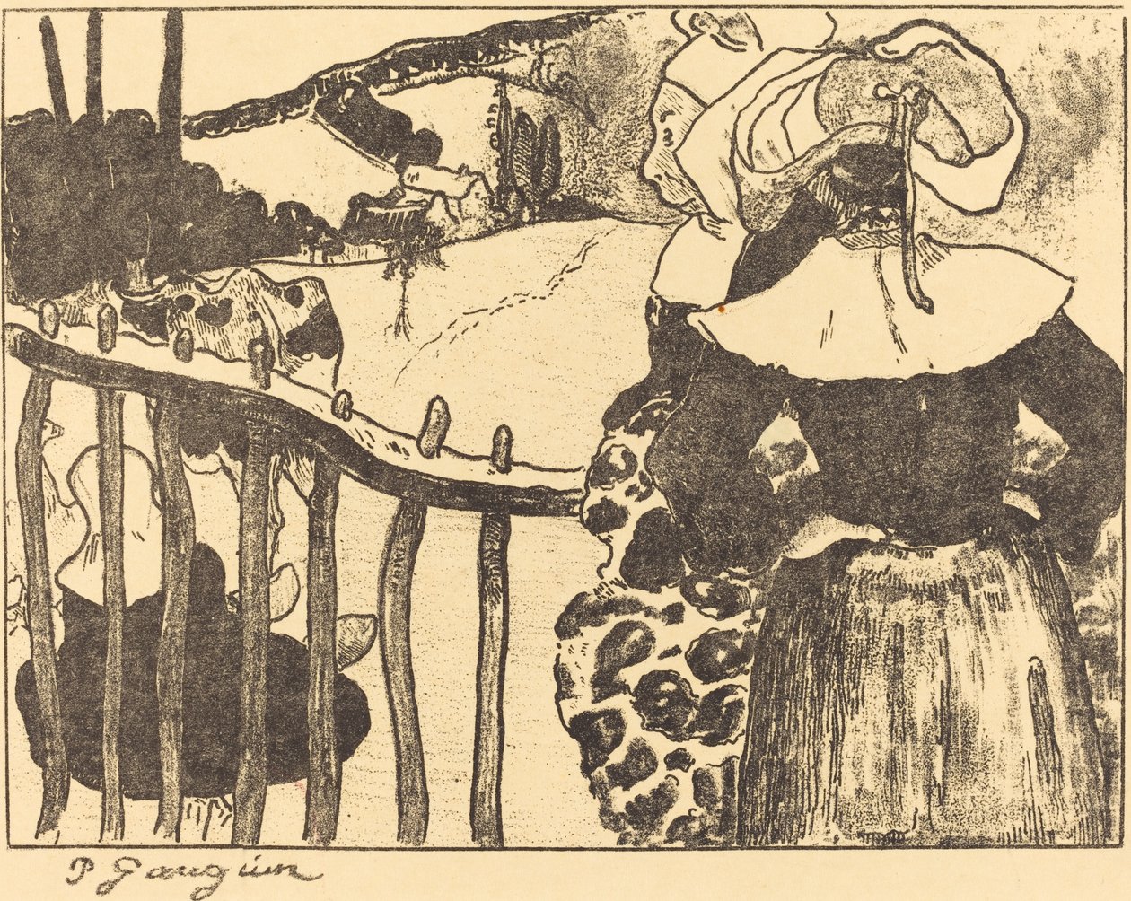 Bir Çitin Yanında Breton Kadınlar Bariyerde Breton Kadınlar, 1889 by Paul Gauguin